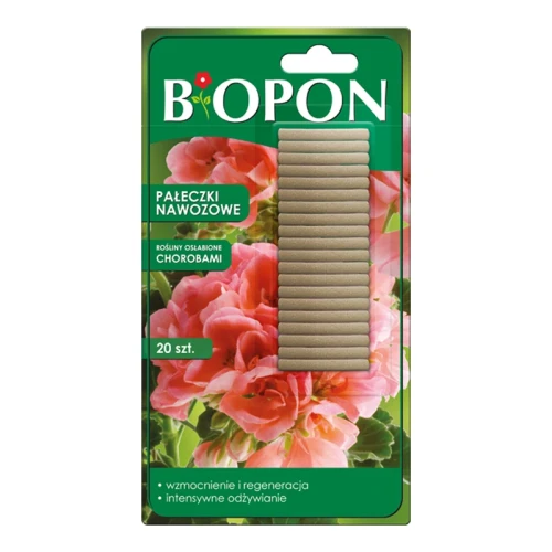 BIOPON Pałeczki z nawozem do roślin osłabionych chorobami 20 szt.