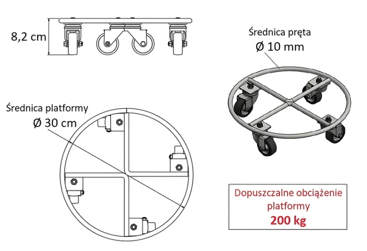 Metalowa Podstawka na kółkach 200 kg