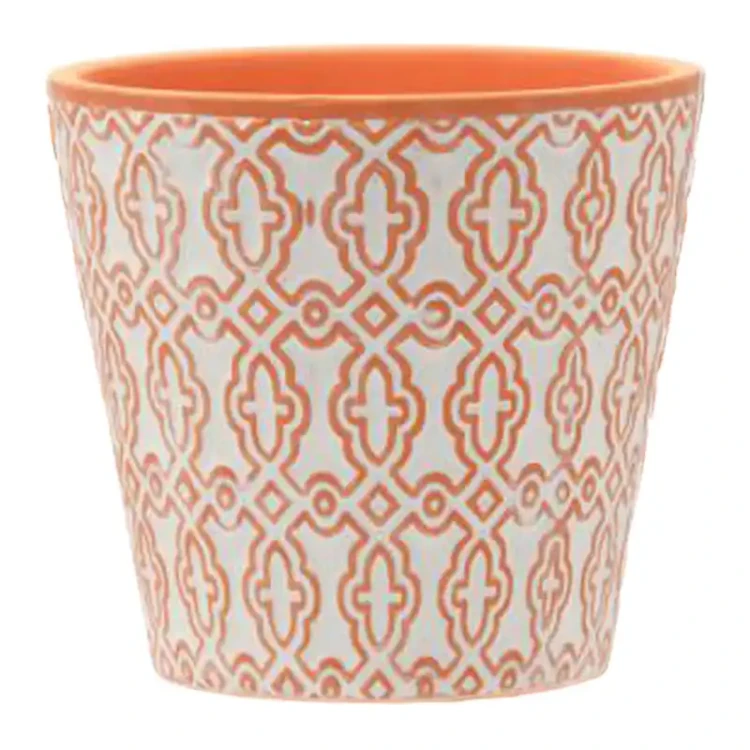 Ceramiczna doniczka dekoracyjna pomarańczowa