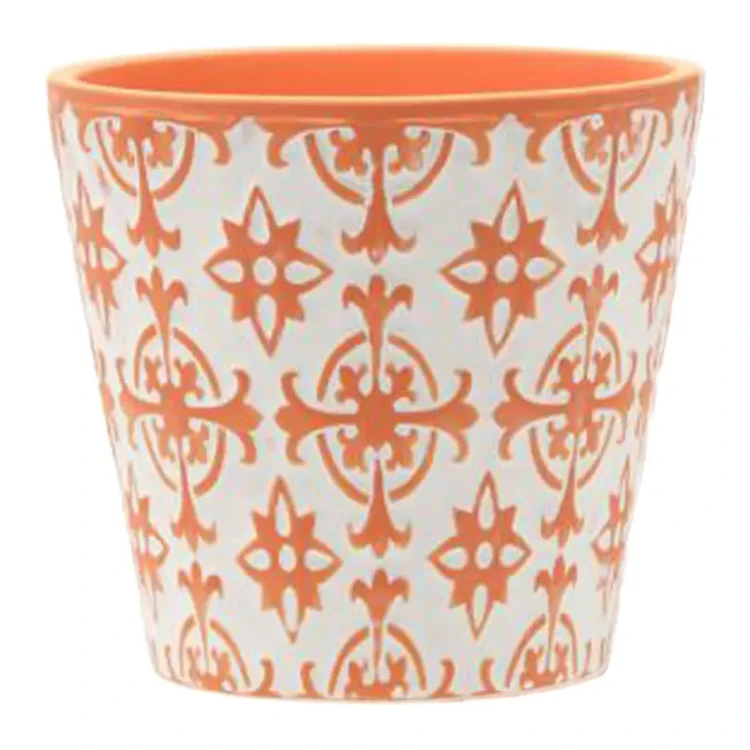 Ceramiczna doniczka dekoracyjna w białe dekoracje