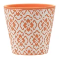 Ceramiczna doniczka dekoracyjna pomarańczowo-biała