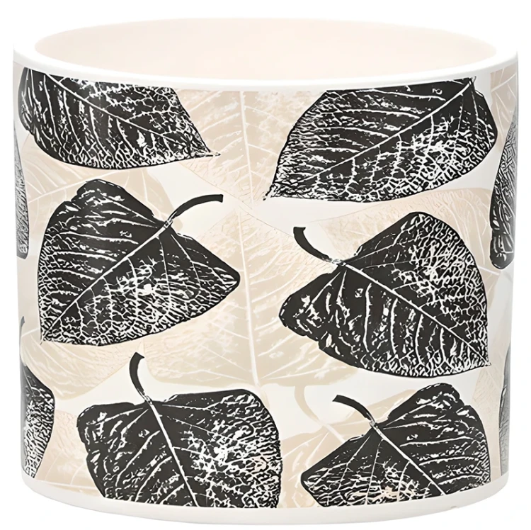 Ceramiczna doniczka dekoracyjna ⌀15 x 13 cm liście sercowate