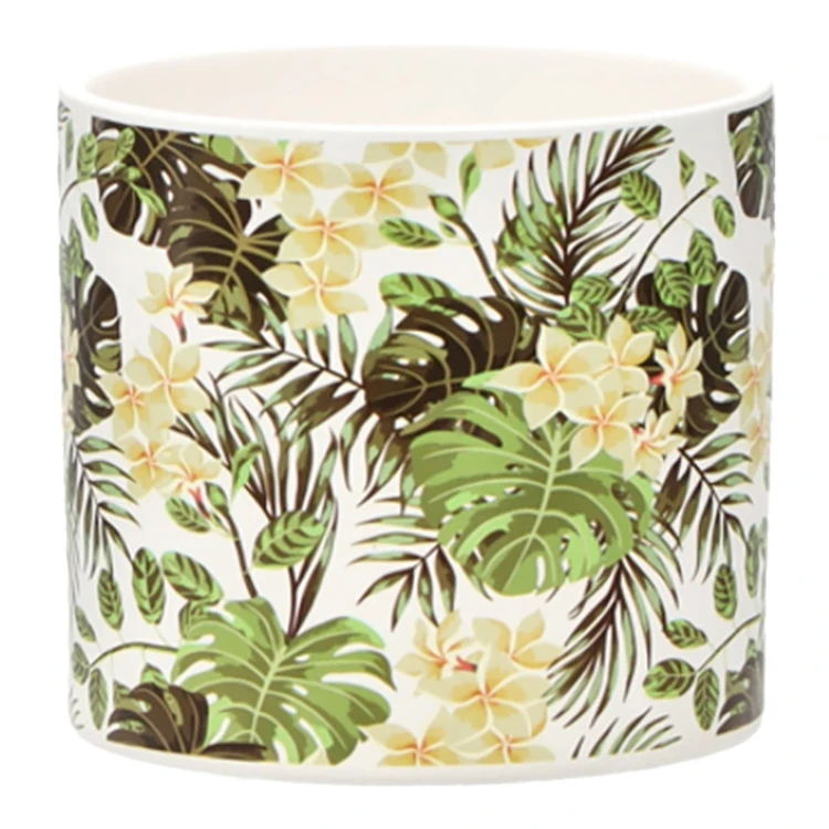 Ceramiczna osłonka 12,5x12,5x11,5 cm plumeria