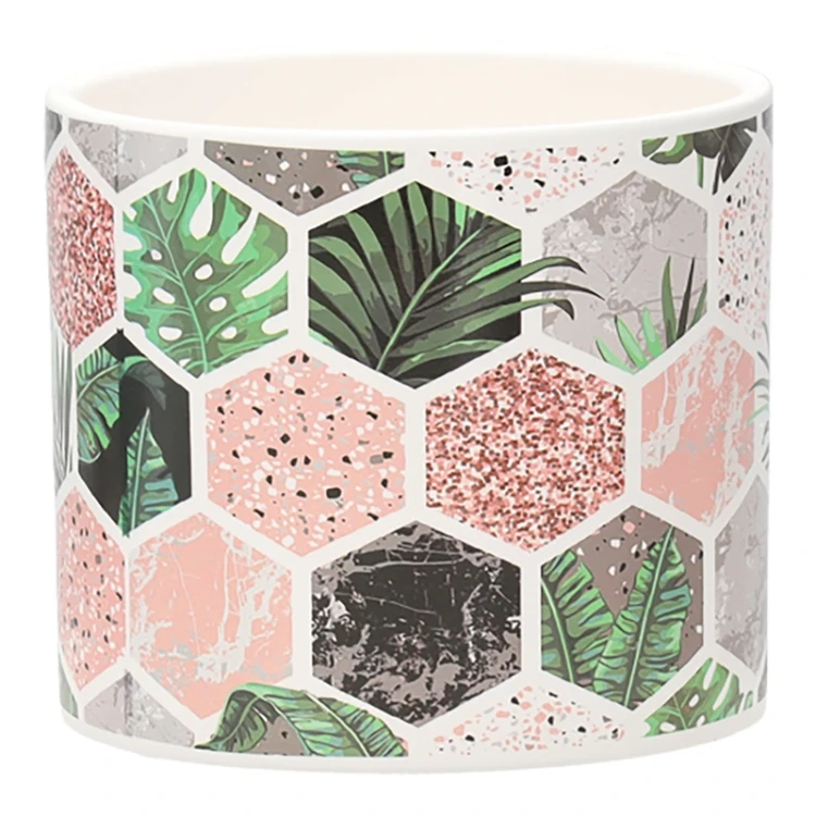 Ceramiczna osłonka 15x15x13,2 cm w roślinne wzory