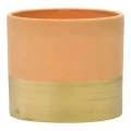 Ceramiczna osłonka z złotym pasem 15x15x13,2 cm pomarańczowo-złota