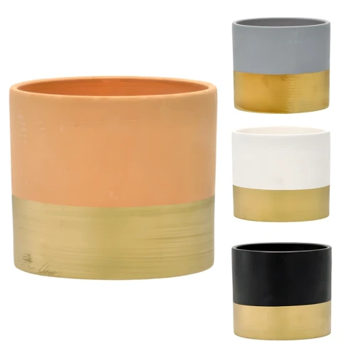 Ceramiczna osłonka z złotym pasem 15x15x13,2 cm