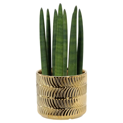 Ceramiczna złota osłonka na kwiatka 15x13 cm