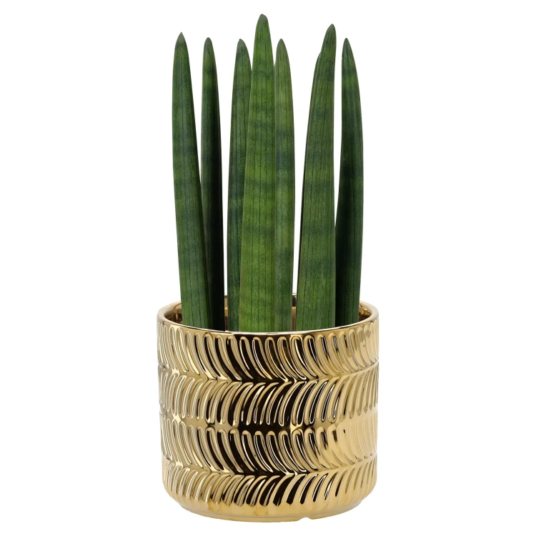 Ceramiczna złota osłonka na kwiatka 15x13 cm