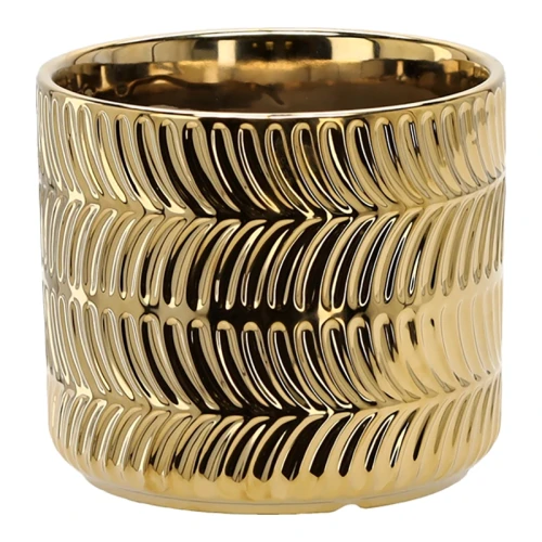 Ceramiczna złota osłonka na kwiatka 15x13 cm