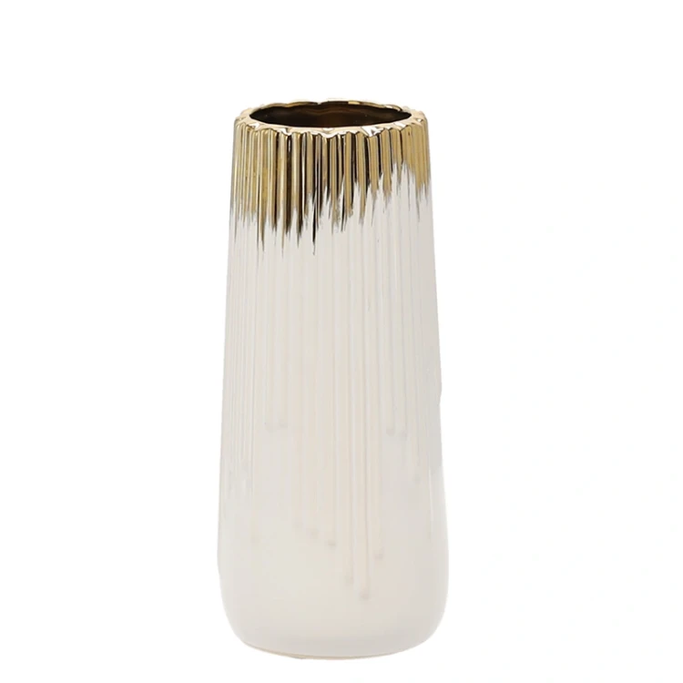 Wazon ceramiczny złoto-biały 8x8x20 cm