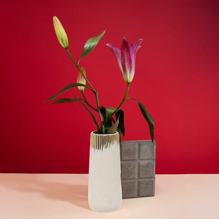 Wazon ceramiczny złoto-biały