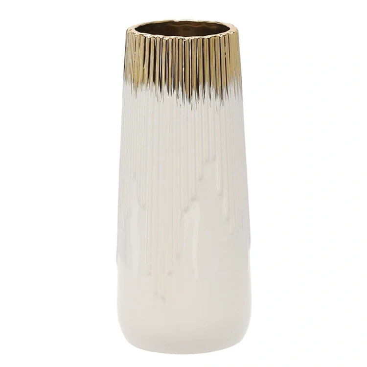 Wazon ceramiczny złoto-biały 10x10x25 cm