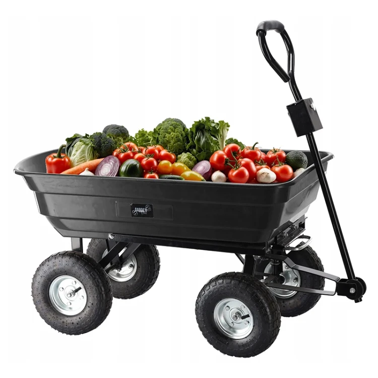 Dwufunkcyjny wózek ogrodowy - 75l 300KG czarny