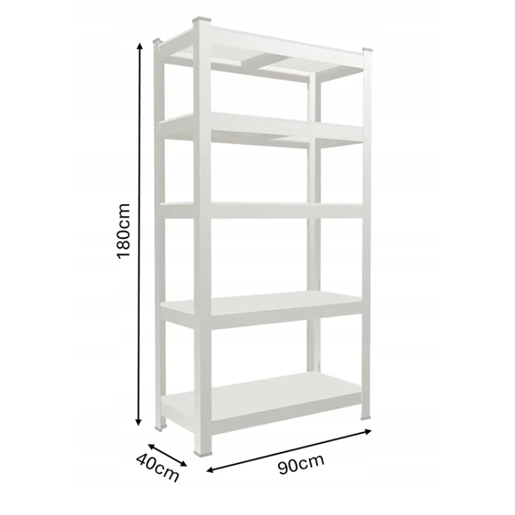 Zestaw regałów magazynowych 5 poziomowych 40x90x180 cm - 175 kg