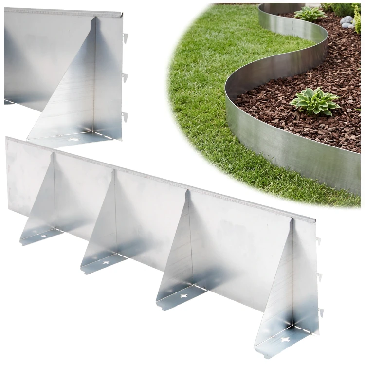 Obrzeże ogrodowe stalowe 100x20 cm srebrne GARDENBORD PRO GP11049