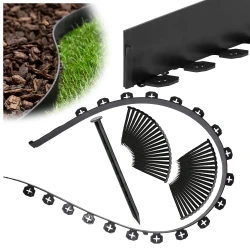 Elastyczne obrzeże trawnikowe FLEXI 60mm 20 m czarne + 40 kotew GardenPlus