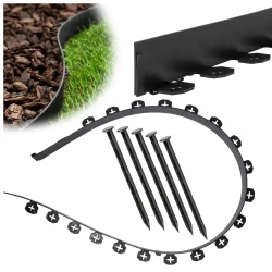 Elastyczne obrzeże FLEXI 40mm 1m czarne plastikowe + 5 kotew GardenPlus
