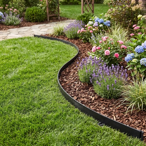 Elastyczne obrzeże FLEXI 40mm 1m czarne plastikowe +kotwy 5 szt GardenPlus