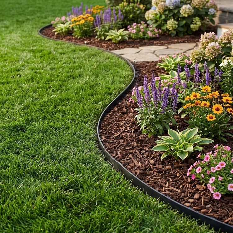 Elastyczne obrzeże FLEXI 40mm 1m czarne plastikowe +kotwy 5 szt GardenPlus