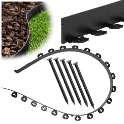 Elastyczne obrzeże FLEXI 50mm 1m czarne plastikowe + 5 kotew  xGardenPlus