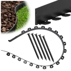 Elastyczne obrzeże FLEXI 60mm 1m czarne plastikowe + 5 kotew  GardenPlus