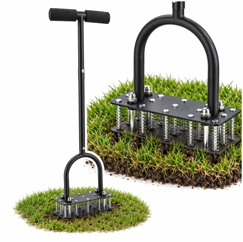 Aerator wertykulator ręczny 90 cm 15 kolców metalowy czarny LAR0156