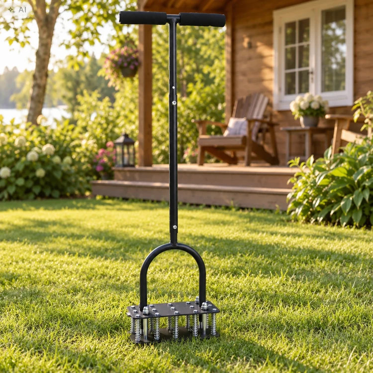 Aerator wertykulator ręczny 90 cm 15 kolców metalowy czarny LAR0156