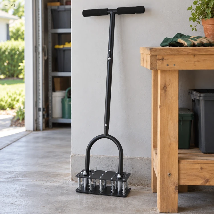 Aerator wertykulator ręczny 90 cm 15 kolców metalowy czarny LAR0156