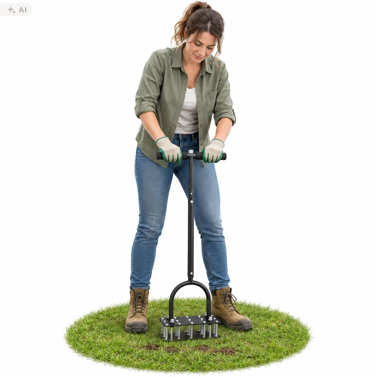 Aerator wertykulator ręczny 90 cm 15 kolców metalowy czarny LAR0156