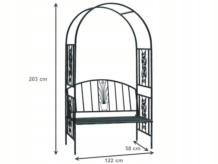 Pergola ogrodowa z ławką 122x58x203 cm