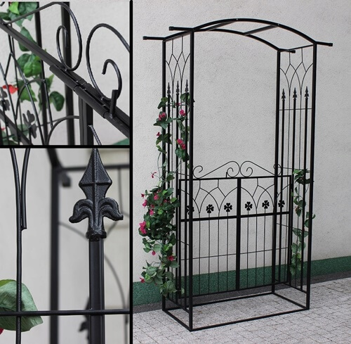 Pergola trejaż z metalu z ławką