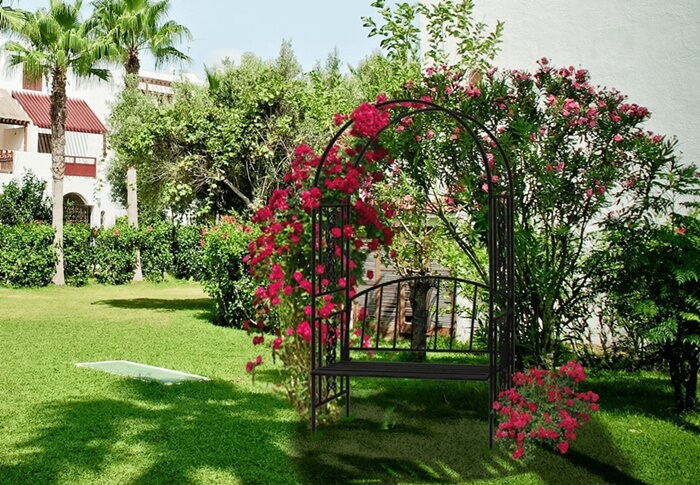 Pergola ogrodowa z ławką 122x58x203 cm