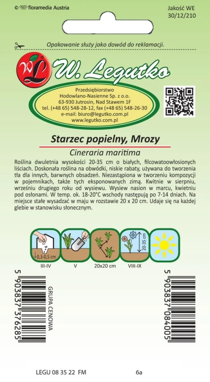Starzec popielny, Mrozy srebrnobiałe