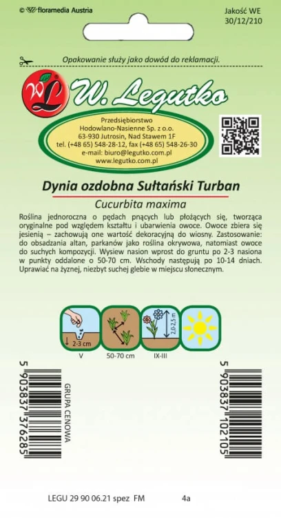 Dynia olbrzymia ozdobna Sułtański Turban