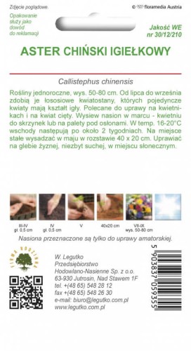 Aster chiński igiełkowy łososiowy