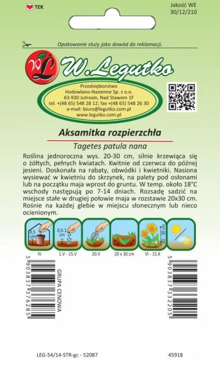 Aksamitka rozpierzchła peł. żółta