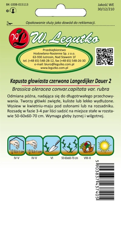 Kapusta głowiasta czerwona Langedijker Dauer