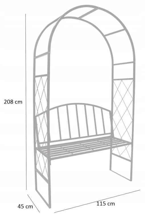 Pergola Ogrodowa Łuk z ławką - wymiary