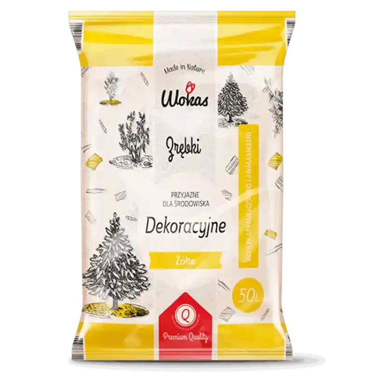 Zrębki drewanine do ściółkowania żółte 50 ltr
